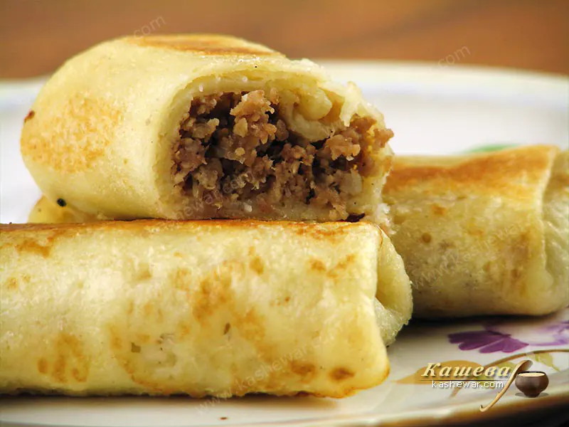 Pancakes with meat - recipe with photo, main course