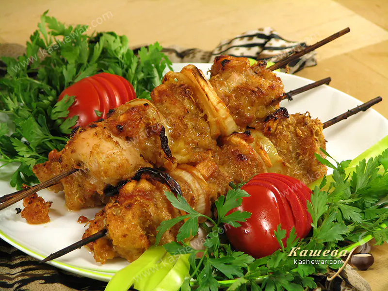 Шашлык из цыпленка с грушами и сыром – рецепт с фото, грузинская кухня