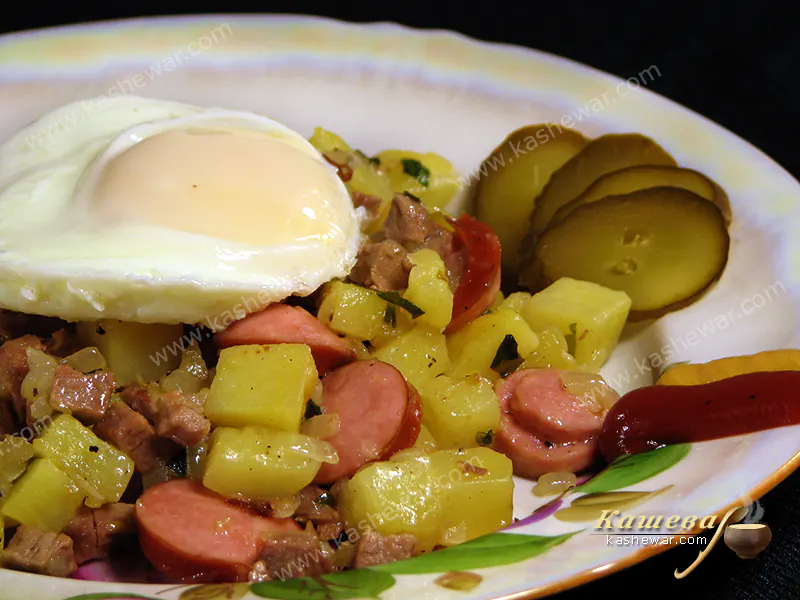 Fried potatoes with meat (Pyttipanna) – recipe with photos, Swedish cuisine