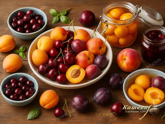 Fresh fruits with pits