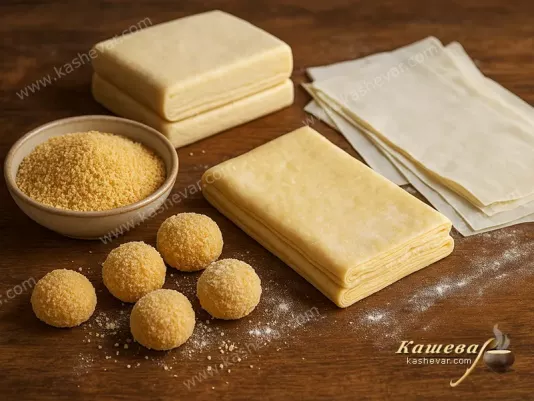 Different types of culinary semi-finished products and bases for dishes