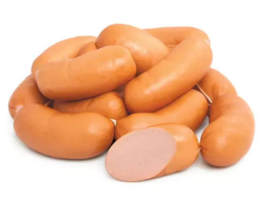 Thick frankfurter sausages