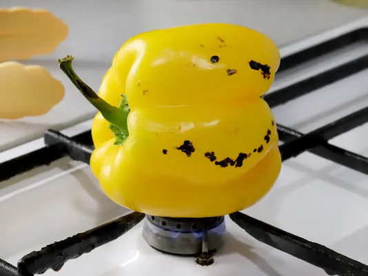 Prepare and Roast the Peppers for Tomato and Roasted Pepper Salad