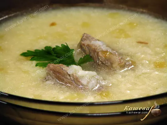 Rice soup with beef and yolk (Brnji apur) – recipe with photo, armenian cuisine