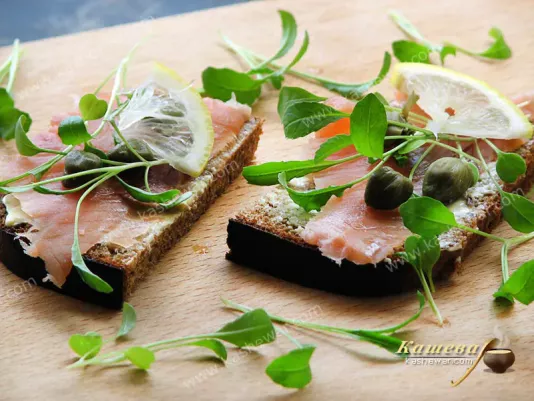 Sandwiches with red fish and arugula – recipe with photo, Irish cuisine