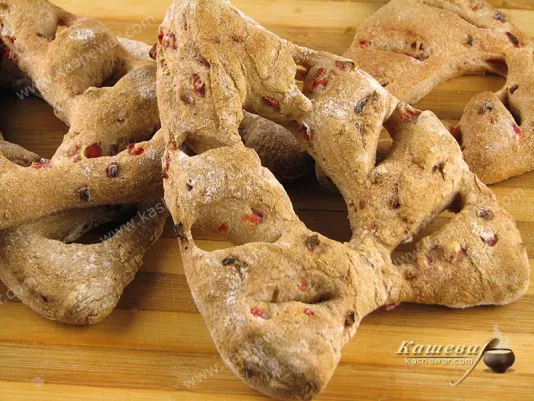 Wholemeal Fougasse with roasted peppers - recipe with photo, French cuisine
