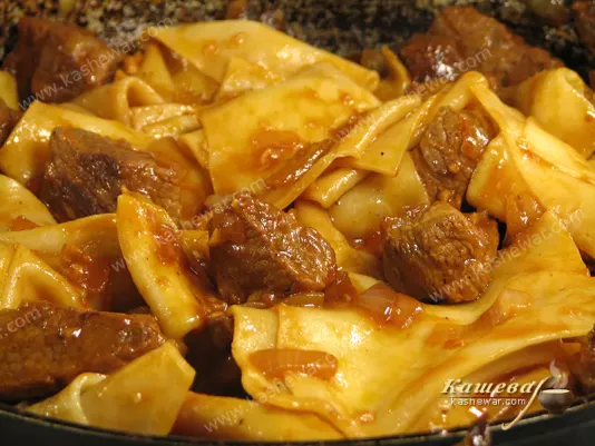 Beef with dough sheets lahchak - recipe with photo, Uzbek cuisine
