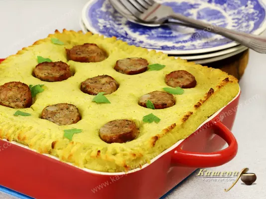 Potato pie with sausages - recipe with photos, Jamie Oliver