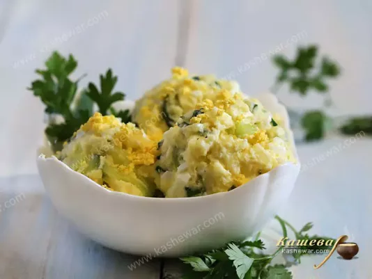 Potato salad with egg and cucumber – recipe with photo, Korean cuisine
