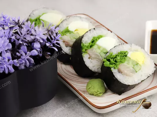 Kimbap with mackerel – recipe with photos, Korean cuisine