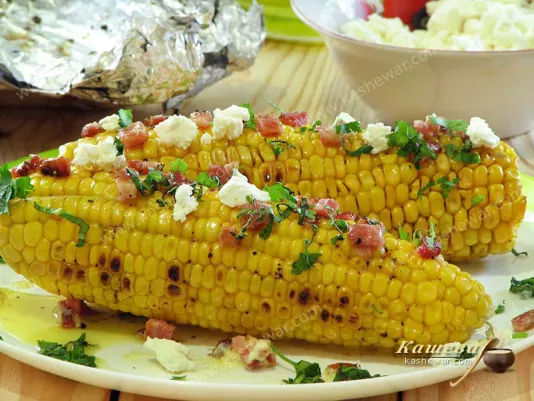 Grilled corn with bacon and cheese – recipe with photo, American cuisine