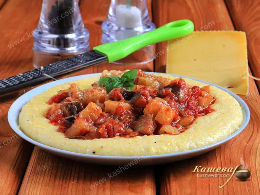 Corn porridge with eggplant sauce – recipe with photo, Mexican cuisine