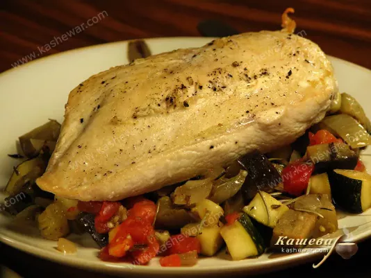 Baked chicken with vegetable ragout - recipe with photo, Gordon Ramsay