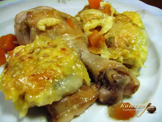 Baked chicken with dumplings and cheese - recipe with photo, English dish