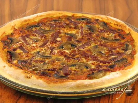 Sausage mushroom pizza - recipe with photo, Italian cuisine