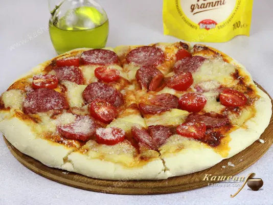 Salami pizza - recipe with photo, Italian cuisine