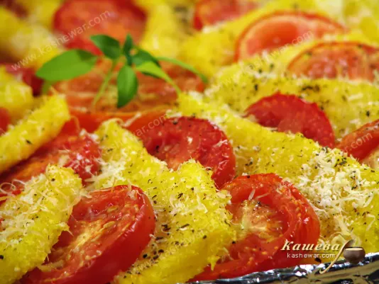 Полента, запеченная с помидорами – рецепт с фото, итальянская кухня