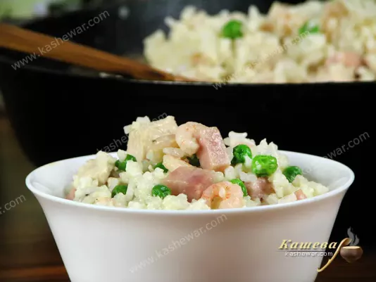 Three flavors fried rice - recipe with photo, Chinese cuisine