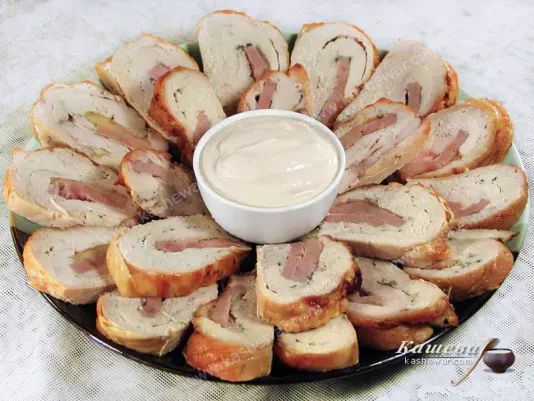 Turkey roll with cheese and ham - recipe with photo, American cuisine