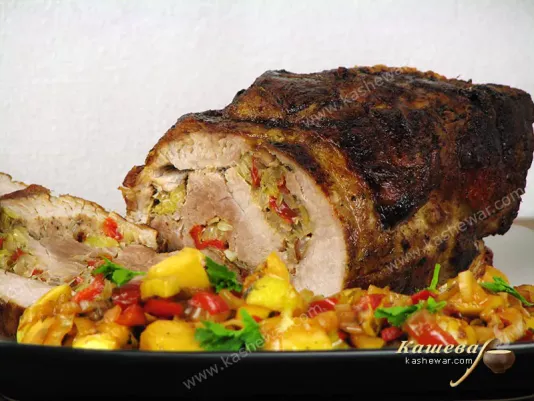 Pork roll with vegetable filling - recipe with photo