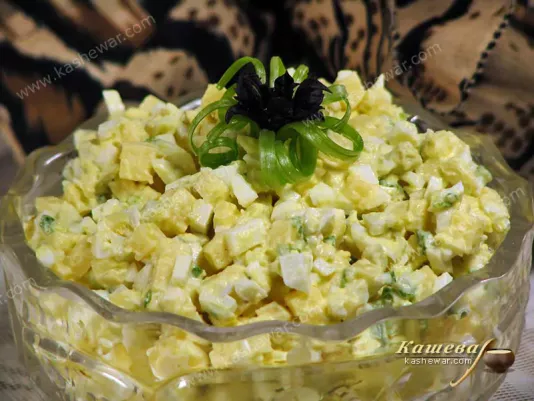 Salad of cheese, eggs and green onions – recipe with photo, soviet cuisine