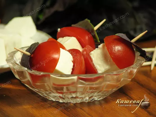 Cherry tomato and feta skewers - recipe with photo, Gordon Ramsay