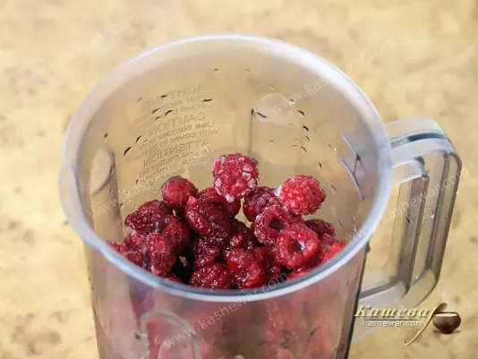 Raspberries in a blender