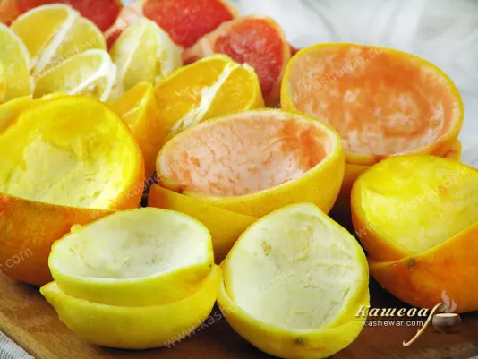 Remove the rind from citrus fruits