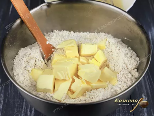Flour and diced butter