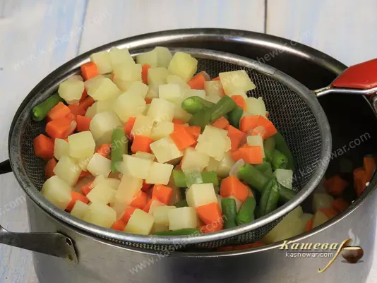 Diced boiled vegetables