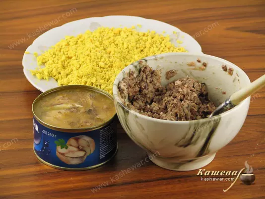 Canned fish in oil, minced