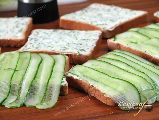 Put the cucumbers on the butter