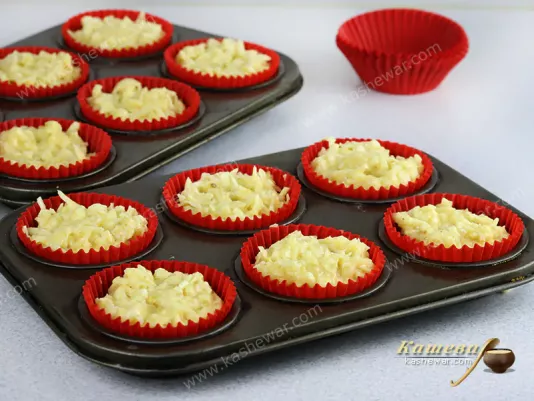 Cheese souffle in baking molds