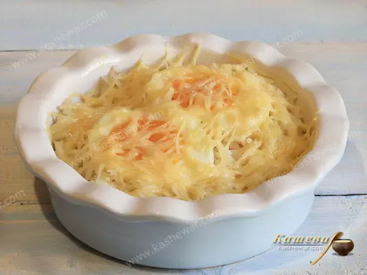 Eggs with rice and cheese – recipe with photo, French cuisine