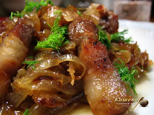 Fried salo with onions - recipe with photo, Ukrainian cuisine