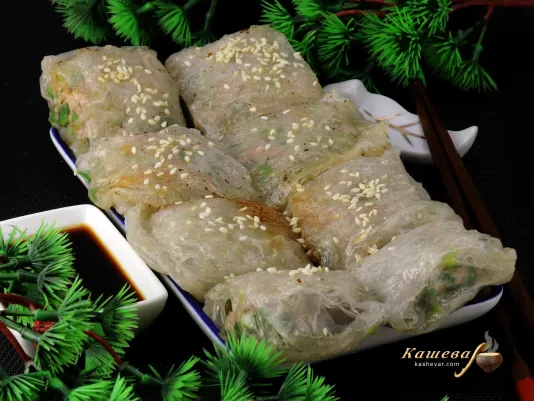 Булочки с фаршем и зеленым луком в рисовой бумаге – пошаговый рецепт с фото, китайская кухня