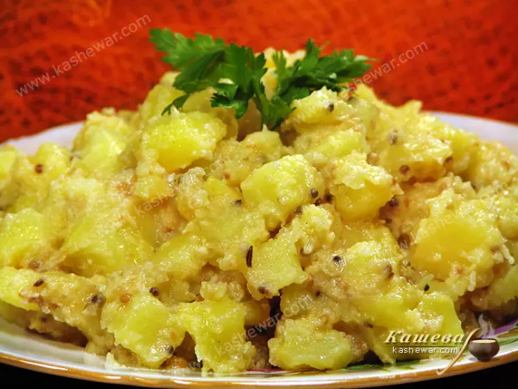 Sesame yogurt potatoes - recipe with photos, Indian cuisine
