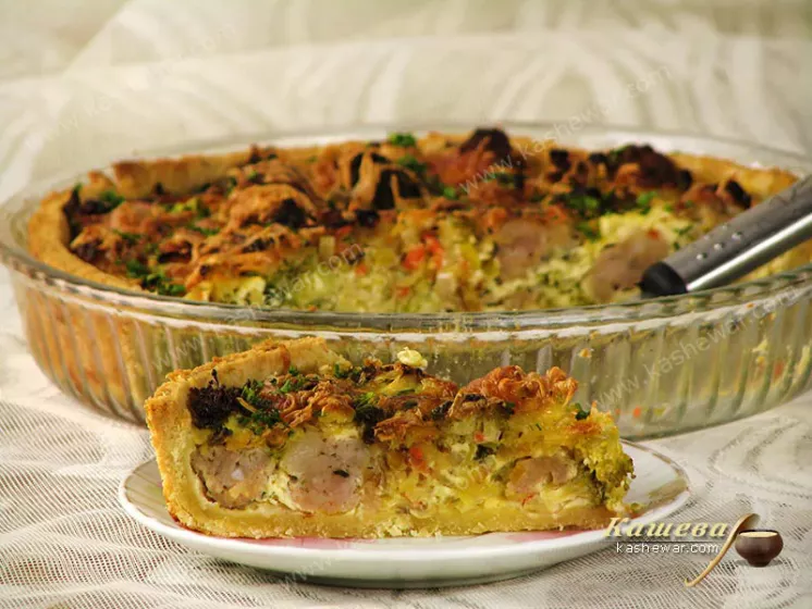 Кіш з ковбасками та броколі – рецепт з фото, американська кухня