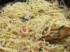 Egg noodles with shrimps