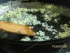 Finely chopped ginger in a pan