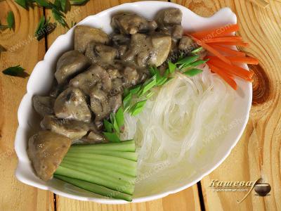 Soy noodles with mushroom sauce – recipe with photo, Chinese cuisine