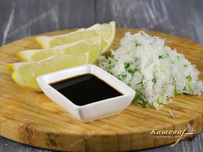 Соус для макания из дайкона и соевого соуса – рецепт с фото, японская кухня