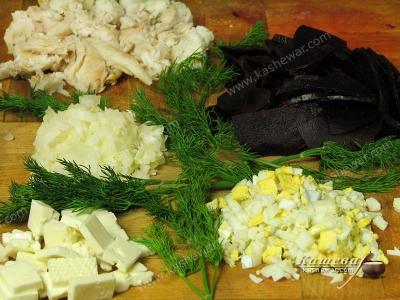 Preparation of products for the Borisovsky salad