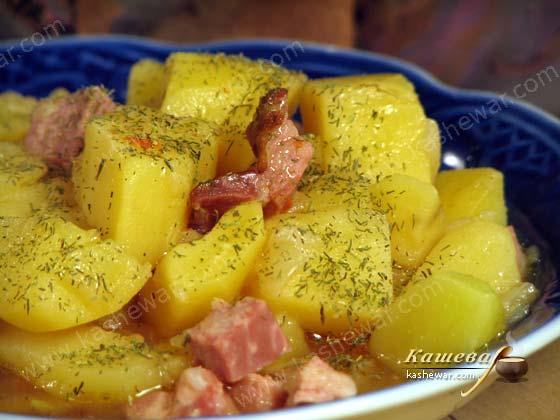 Картофель тушеный с грудинкой – рецепт с фото, основное блюдо