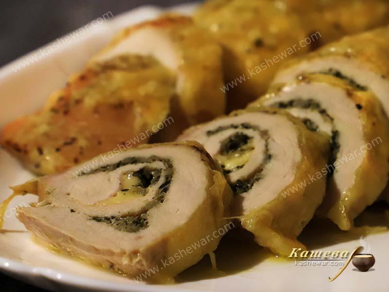 Turkey roll with cheese filling – recipe with photo, second courses